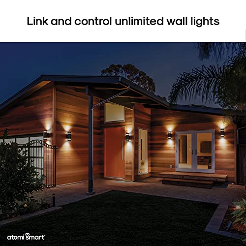 Atomi Smart Wifi Led Wall Sconce Lights - 2 Pack, 1200 Lumens, Dimmable, Premium Aluminum Construction, Ip65 All-Weather, Tunable White, Color Changing, Works With Voice Assistance #TOP4