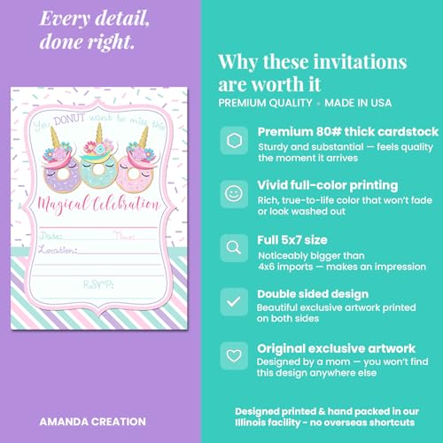 Invitaciones de cumpleaños para niñas AmandaCreation de 20 tarjetas grandes con sobres blancos 4