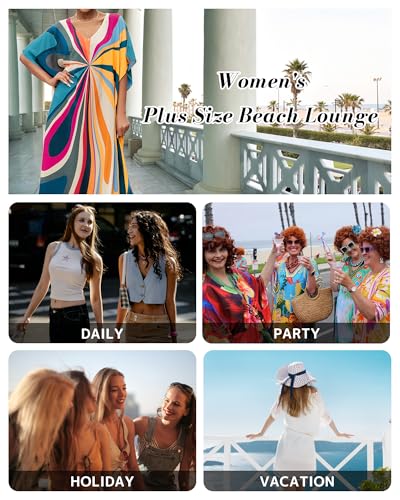 Bsubseach Kaftan Dresses for Women V Neck Batwing Sleeve Plus Size Caftans Swimwear Coverups Maxi Beach Dresses3