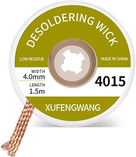 Miniatura 9 de Trenza de mecha de soldadura con fundente, súper 5 pies de longitud, 0.039 in de ancho, herramienta de eliminación de trenzas de mecha