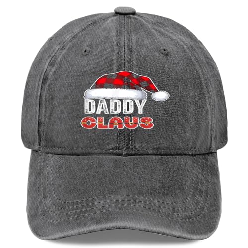 Daddy Claus Buffalo Plaid Red Santa Hat Christmas Pajamas Hat for Mens Fashion