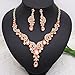 CSY 4 Pcs/Sets Elegant Necklace Earrings Bracelet Ring Bridal Wedding Costume Jewelry Sets for Brides Women Gifts (Rose Gold Plated-Peach Color Crystal)