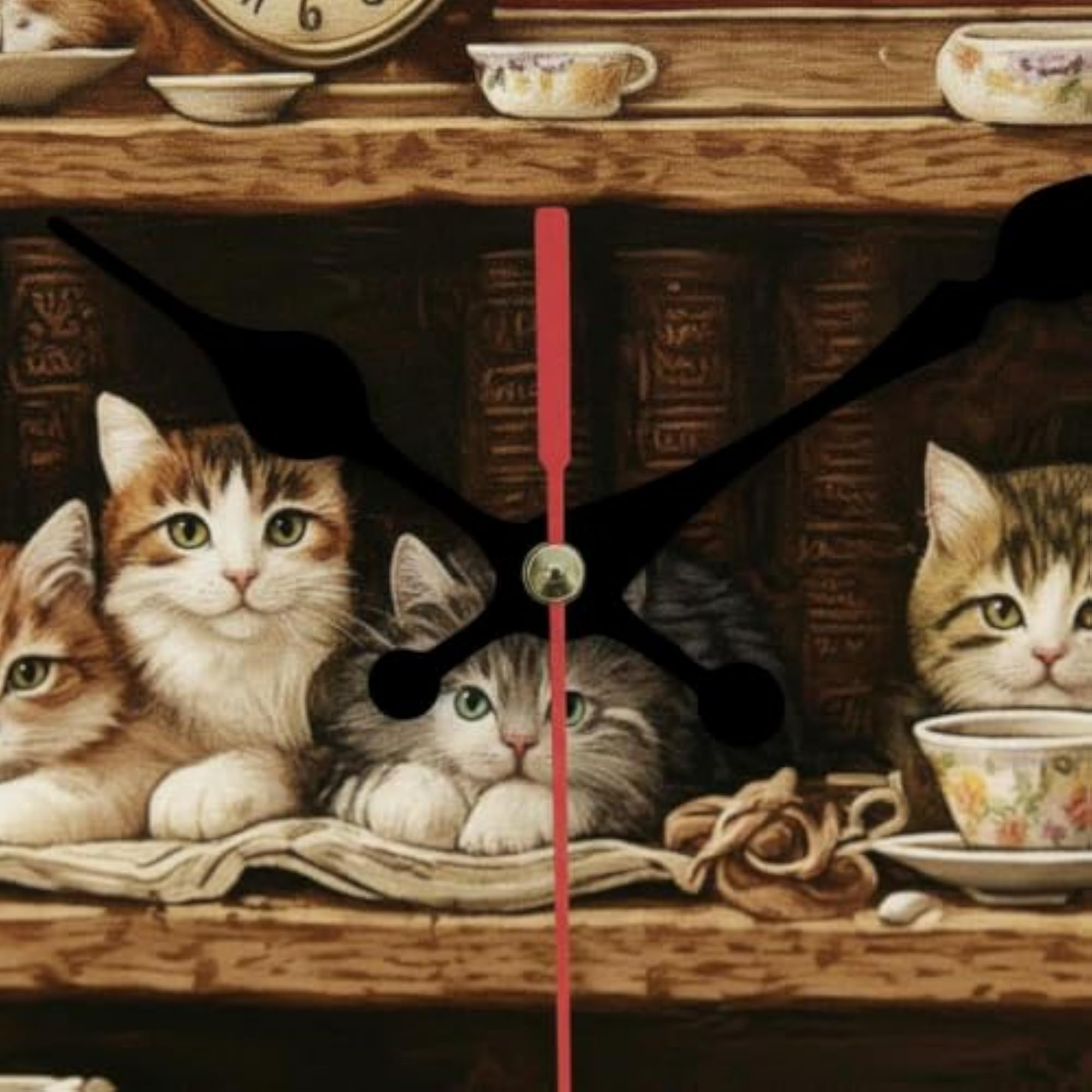 Cat Print Wall Clock, Decorative Round Clock