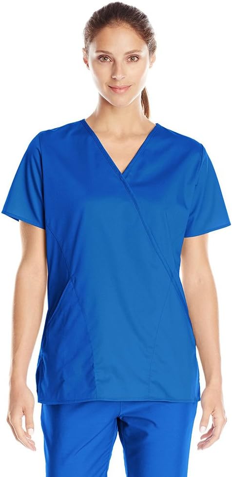 WonderWink Womens 102X Plus-Size Wonderwork Mock Wrap Scrub Top Medical Scrubs Shirt