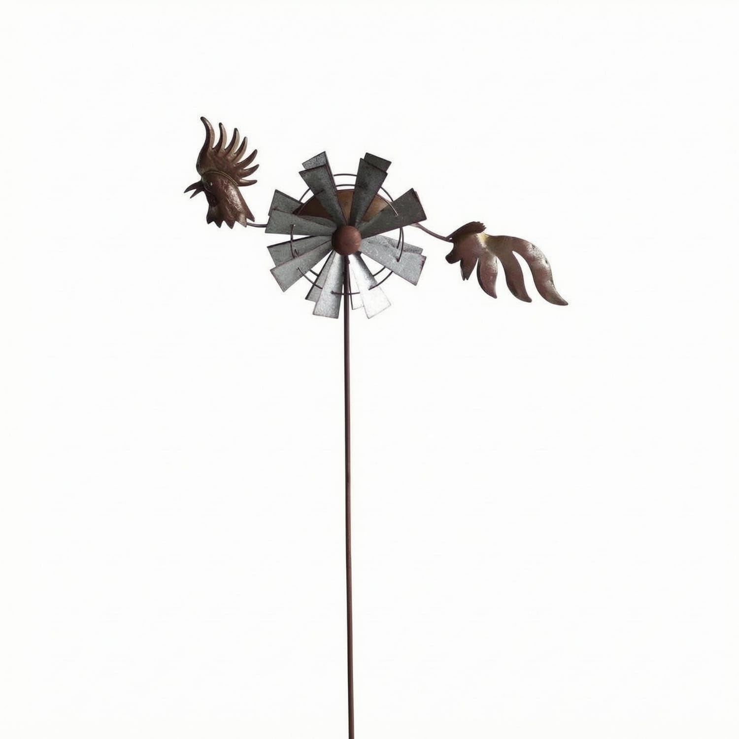 Aged Rust Finish Rustic Male Chicken Wind Rotator Stake Double-Sided Male Chicken Yard Stake Rotator Tall Outdoor Decor Weather-Resistant for Garden, Flowerpot, Rust-image-29