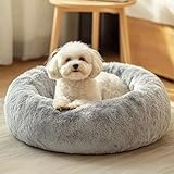 JOLLYVOGUE Dog & Cat Bed, Calming Anti-Anxiety Pet Bed for Small Dogs, Fluffy Donut Cushion for Small and Medium Pets (23')
