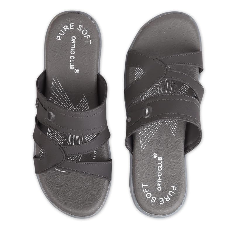 Image of ORTHO CLUB Women Orthopedic Comfort Slippers | Soft Cushioned Footbed | Anti-Slip Sole | Lightweight Daily Wear Sandals for Home & Outdoor Use