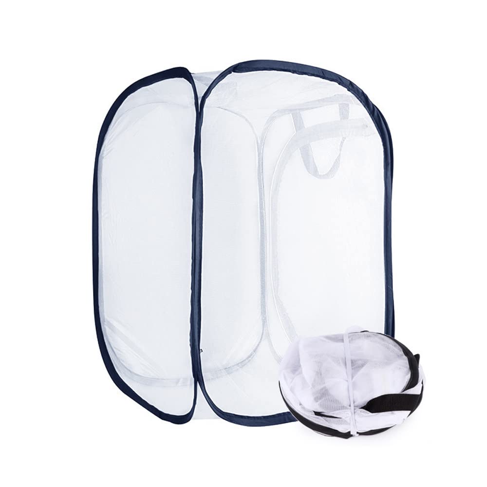 Gabbia per Farfalle Portatile In Mesh Pieghevole Habitat per Insetti Allevamento Piantine Bianco-nero