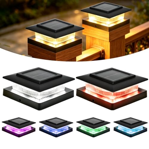 4x4-Post-Solar-Lights-13-Lighting-Modes-RGB-Solar-Post-Cap-Lights-Outdoor 4x4 Post Solar Lights, 13 Lighting Modes RGB Solar Post Cap Lights Outdoor - Image 1