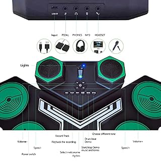 Batterie Électronique Drum Set, Roll-Up E Drum Kit 9 Pads Batterie Électrique, Enceinte Intégré, Baguettes en Bois et… - Les Beatles, Paul McCartney, John Lennon, RIngo Starr, George Harrison Batterie Électronique Drum Set, Roll-Up E Drum Kit 9 Pads Batterie Électrique, Enceinte Intégré, Baguettes en Bois et… – Image 3