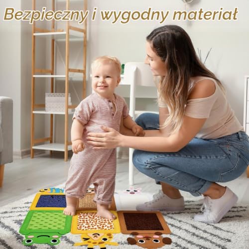 Vicloon 8 sensorycznych mat dla dzieci, mata do zabawy z teksturowanymi płytkami dla dzieci Autystyczne, zabawki do specjalnych potrzeb do zabawy dotykowej/ulgi w lęku