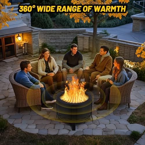 26" Smokeless Fire Pit with Ash Tray Base,Smokeless Outdoor Firepits with Adjustable Foot&Fire Poker,Firepit with Dust Bag,Outdoor Fire Pits for BBQ,Bonfire,Camping