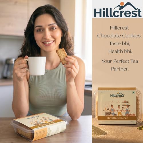 Image of Hillcrest Bakery Royal Suji Crunch Cookies with Semolina, Cardamom and Edible Nuts, 300 Grams, 20-22 Pieces | Premium Baked Snack | Tea Time Treat | Hygienically Packed