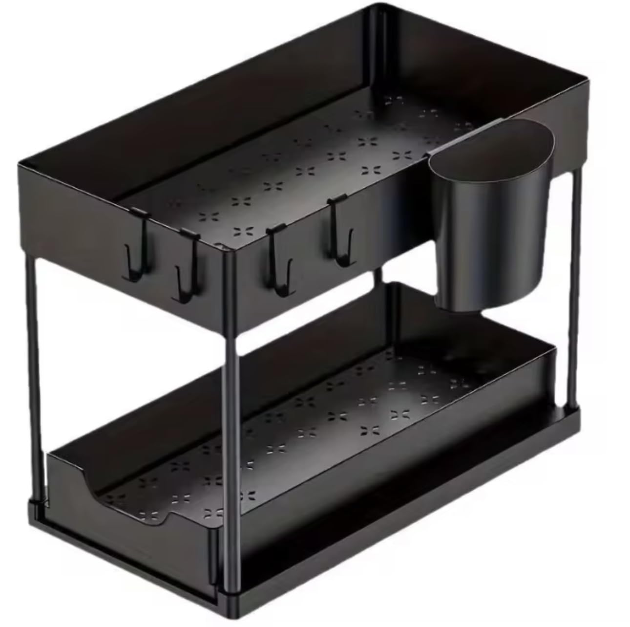 Étagère de rangement sous évier à 2 niveaux - Noir - Multifonction - Pour cuisine et salle de bain