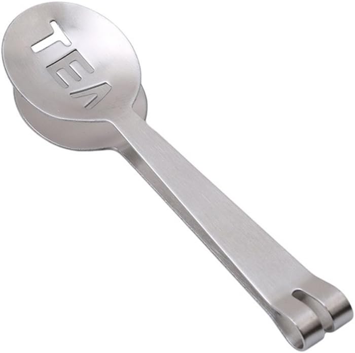 uyhghjhb Portable Tea Bag Clip Squeezer Holder Food Tong Stainless Steel Kitchen Grip - Silver