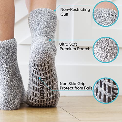 Daventry Ultra Thick Fuzzy Grip Socks (3 Pk) - Blue, Purple, Green - Medium #TOP2