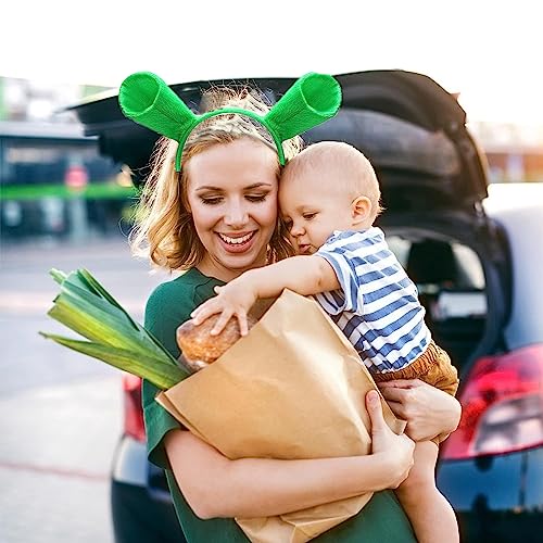 6 Pieces Green Ears Headbands Halloween Head Wrap Hair Accessories Cute Hair Band For Adult Kids Halloween Party Celebration Cosplay Decoration #TOP5