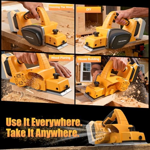Cordless Hand Planer Compatible with DeWalt 20V Battery，3-1/4" Brushless Electric Wood Planer，30000 CPM Power Planer with Precision Depth Adjustment for Woodworking & Carpentry(Tool Only，No Battery)