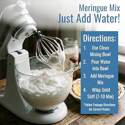 Instant Meringue Mix Powder - White Vanilla Meringue Powder - Ready to Use for Baking, Royal Icing and Meringue - Complete - Just Add Water