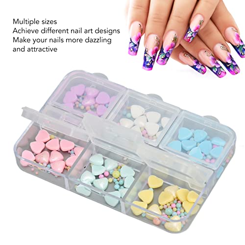 Decorações de arte de unhas, 1 caixa de decoração de arte de unhas de coração, resina segura portáti