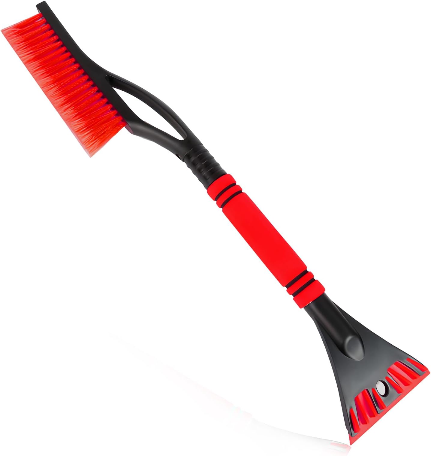 Snow Brush and Ice Scraper for Car Windshield, 23.6" Scratch Free Auto Scraper Soft Bristle Brush with Ergonomic Grip, Detachable Winter Snow Removal Tool for Cars Trucks SUVs (Red)