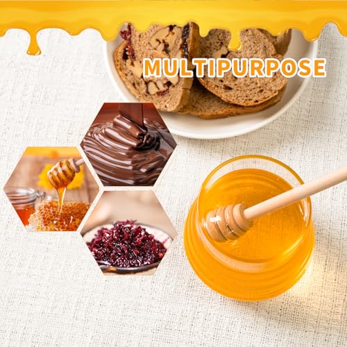 Glass Honey Jar with Wooden Lid, Honey Jar with Dipper & Wooden Coaster - 9.5OZ Heat Resistant Honey Pot, Wide Mouth Syrup Storage Dispenser, Glass Honey and Syrup Container for Home Kitchen - Image 5