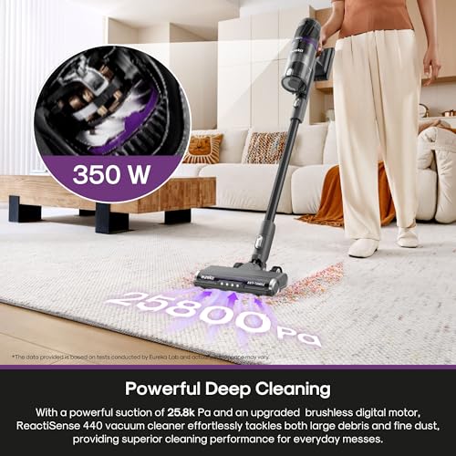 Eureka Cordless Vacuum Cleaner Powerful for Hard Floor and Pet Hair, Lightweight Portable Convenient Cordless Stick and Handheld Vacuum LED Headlight, Black, ReactiClean NEC440BK w/Anti-Tangle Brush by EUREKA - Image 4