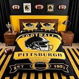 Feelyou Football Comforter Set,Pittsburgh Bedding Set Full Size,American Football City Comforter,Football Fans Gifts Bed Set