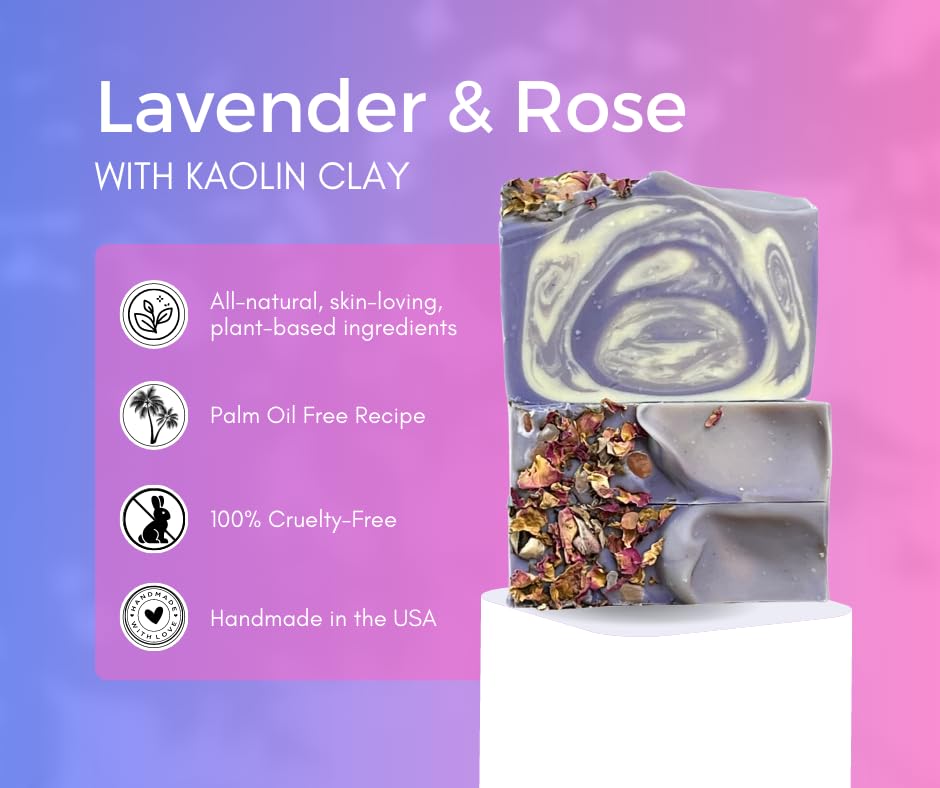 Miniatura 2 de The King's Offspring  All-Natural Hand and Body Bar (Lavender + Rose) Soap Handmade with Plant Based Oils, Butters and Kaolin Clay in the USA (1