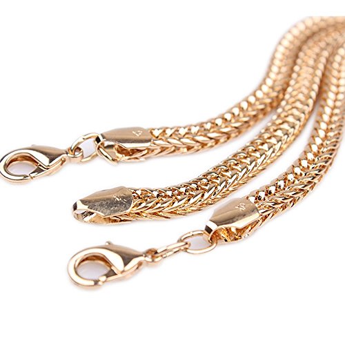 Loyoe Jewelry 18K Yellow Gold Plated Collar Necklace Bracelet Set 6Mm #TOP4