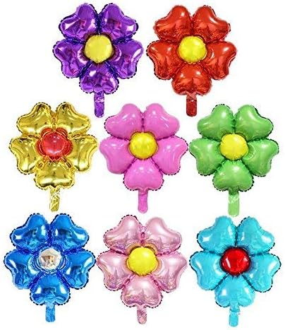 Miniatura 5 de 20 globos de flores surtidas de papel de aluminio de 18 pulgadas, globos de trébol de cuatro hojas, cinco pétalos, flores para bodas, baby shower,