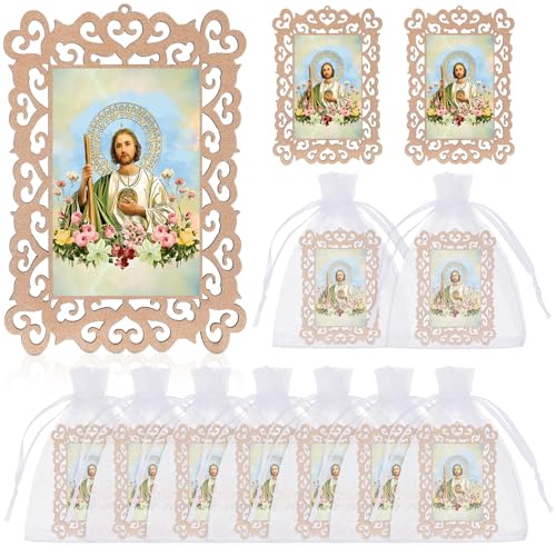 Quelay 12 Pcs Catholic Saint Jude Wooden Picture...