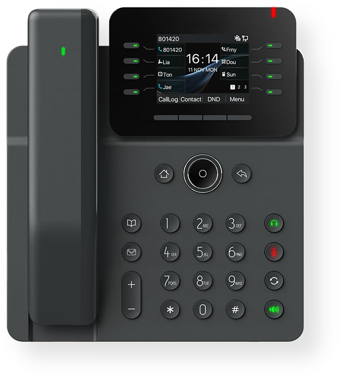 V62 Pro IP Phone with 12 SIP Lines, HD Voice, Bluetooth, PoE, and Ethernet; 21 DSS Keys; 6-Way Audio Conferencing; 2.8-inch Color Display