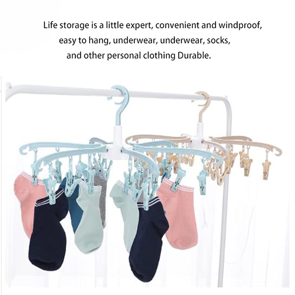 Standard-Kleiderbügel, Faltbarer Kleiderbügel, Multi-Clip-Kleiderbügel, winddichter Haken-Kleiderbügel für Kleidung, Baby, multifunktionale Reise-Haushalts-Kleiderbügel, Trocknen, Rack (Rosa)