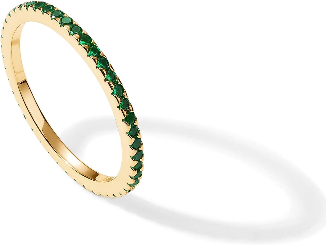 14K Gold Plated Sterling Silver Colored CZ Stones Stackable Ring | Simulated Diamond Eternity Bands for Women