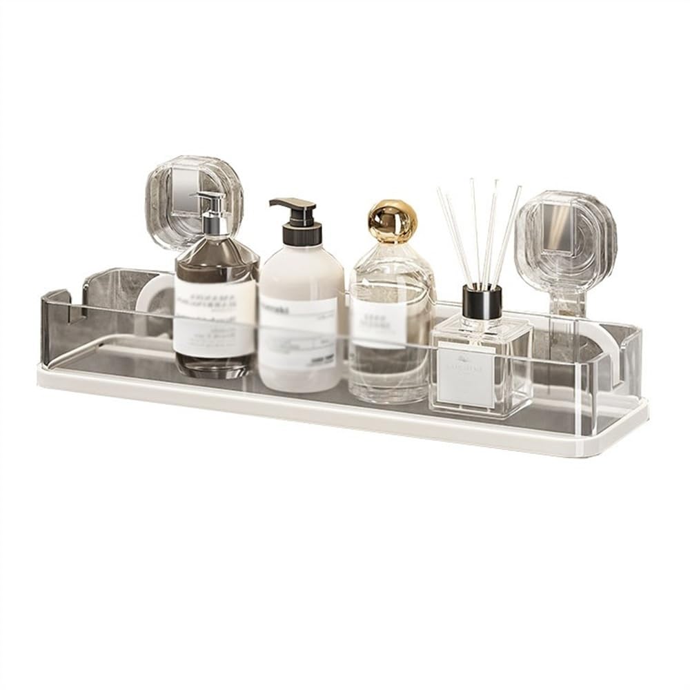 LUUYYI Bathroom Shelf Suction Cup Shower Caddy Clear Shower Organizer Removable Bathroom Shower Shelf No-Drilling Vacuum Suction Cup