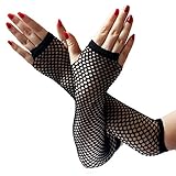Farbe: Schwarz EROSPA® Netz-Handstulpen lang fingerlos Damen Handschuhe schwarz - Einheitsgröße
