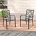 SUNCROWN 2 Pieces Wrought Iron Black Chairs 300 Lbs Outdoor Dining Chairs, Patio Metal Stackable Chair with Armrest for Backyard, Garden, Poolside