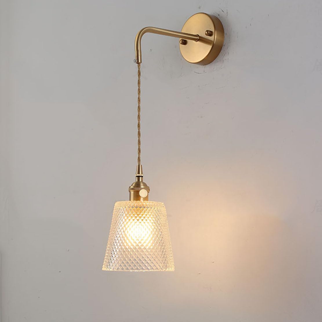 Huayusedf I Retro Wall Sconce With Glass Lampshade Living Room Brass Lights Bedroom Nordic Lamp Lighting Fixtures (O)(I)