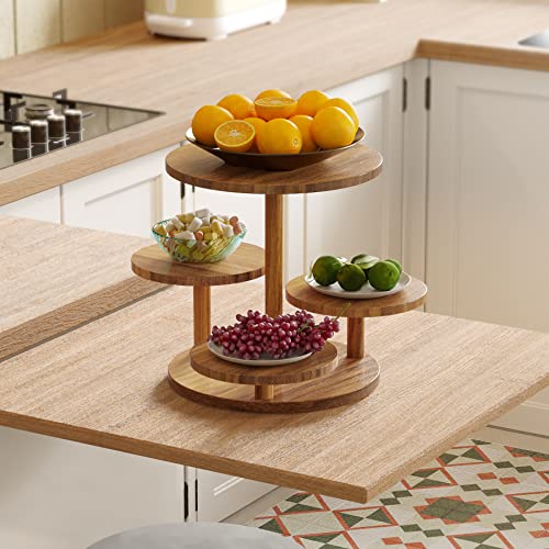 4 Tiers Acacia Wood Cupcake Stand Sturdy Flower Cupcake Tower for 50 Cupcakes Tiered Serving Tray for Baby Showers Halloween Graduation Wedding or Birthday Party - Image 5