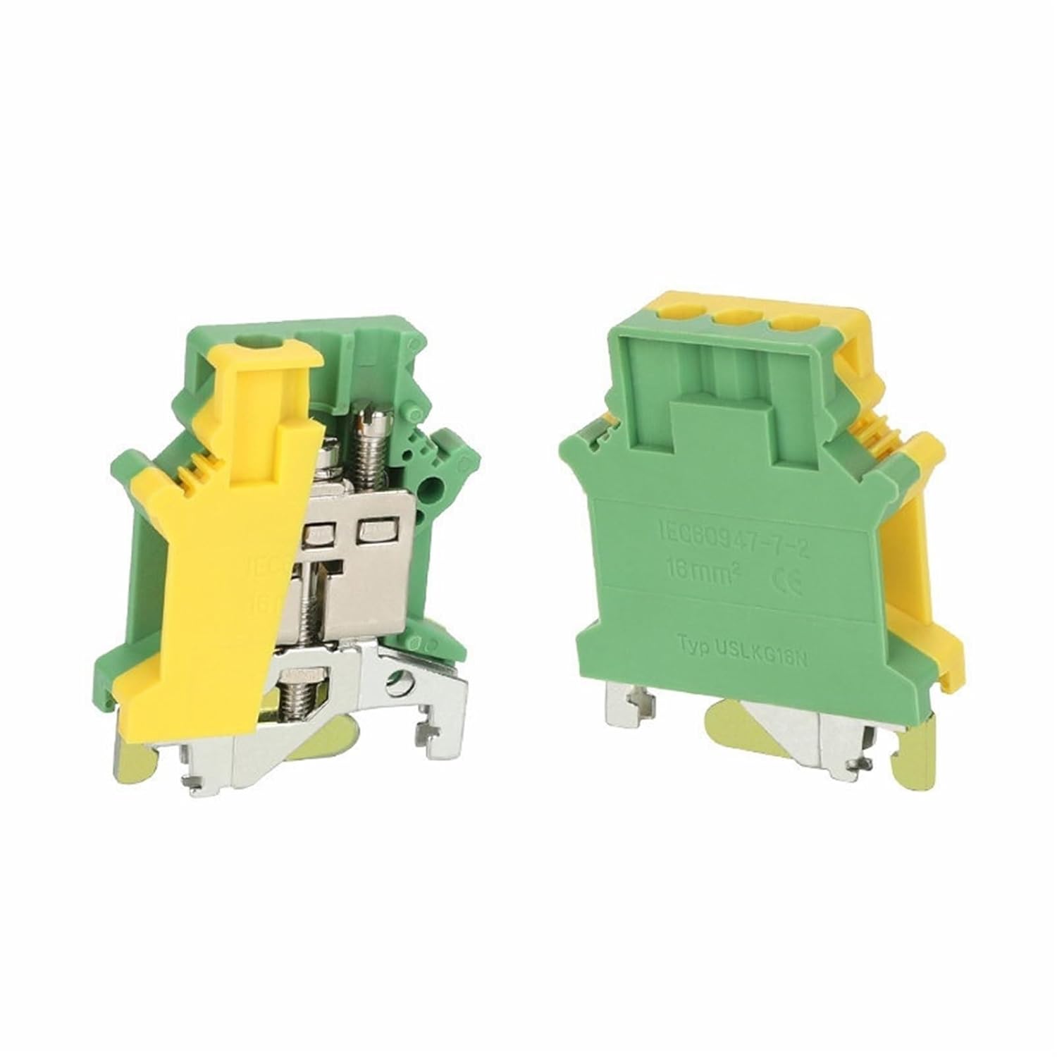 USLKG16N Ground Modular Din Rail Terminal Block, 16 mm² Universal Screw Earth Wire Electrical Connector USLKG-16N(5 Pcs)