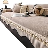 TAIOYHD Funda Trasera de sofá de Lujo Gruesa, Antideslizante y antiarañazos de Gato, Lavable y Duradera, Adecuada for sofás de Sala de Estar(Khaki,3seat 70x180cm(1 Sheet))