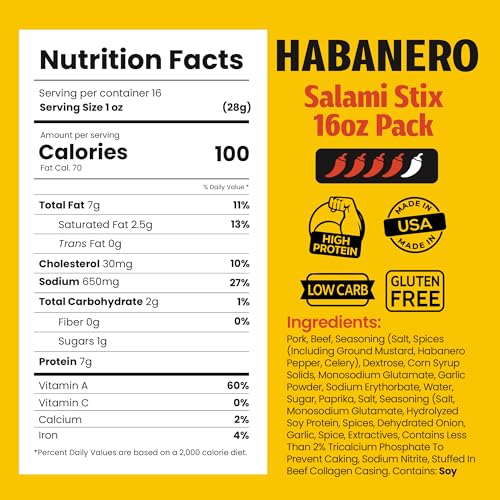Image of Long John Snacks Dried Salami Sticks, Habanero, 16 Oz