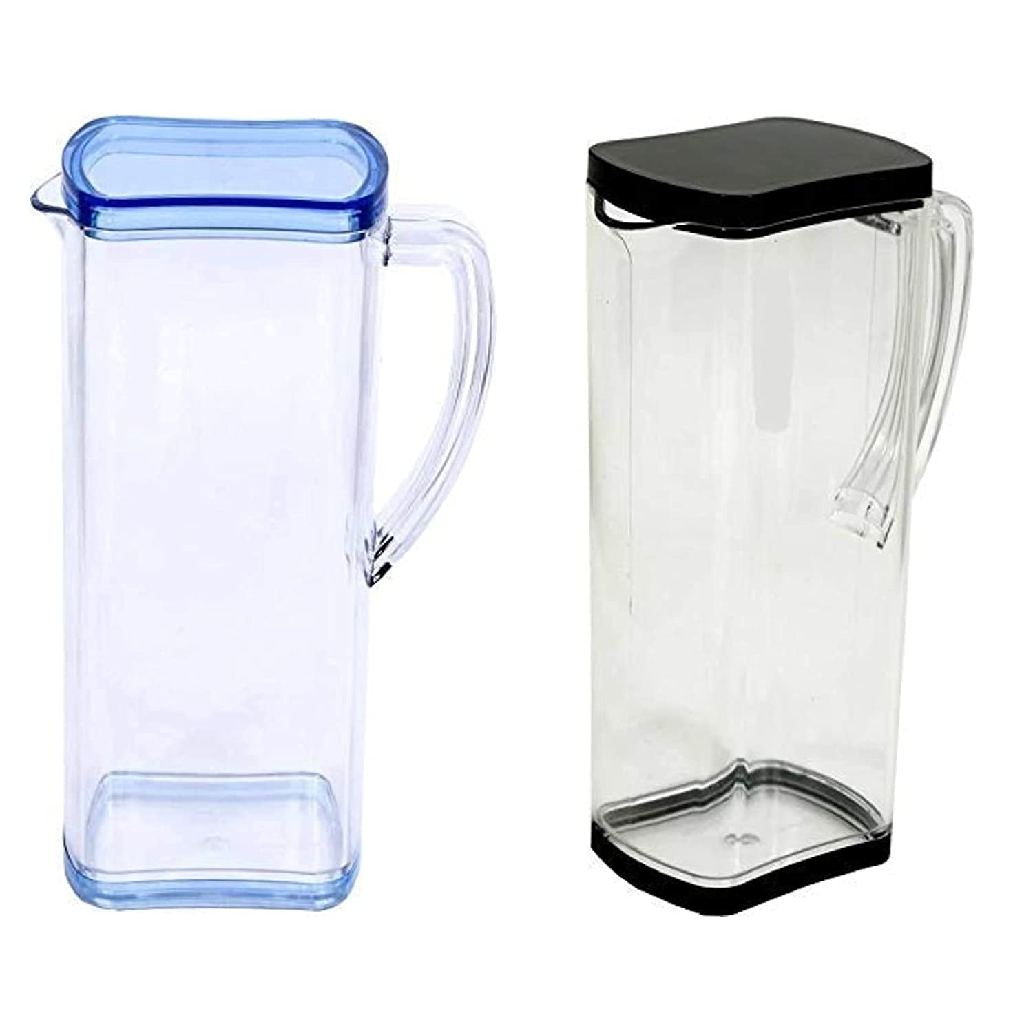 Unbreakable Water Jug Transparent Water Jug Juice Jug (Set of 2) Plastic Lid Plastic Water jug for Home use Milk, Coffee, Tea, Juice, Beer Jug (2 Liter)(Set of 2)