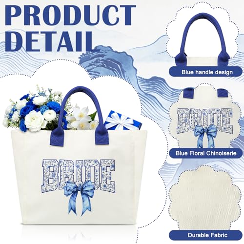 Image of Huhumy Bride Tote Bag Gifts Wedding Large Bridal Shower Pearl Rhinestone Tote Reusable Grocery Bags for Beach Bachelorette