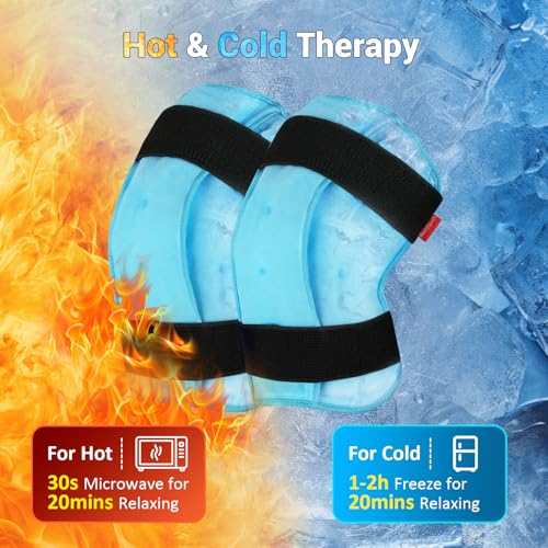 Image of Comfytemp 3D Knee Ice Pack Wrap for Injury Reusable Gel, FSA Eligible HSA, Knee Hot Cold Therapy for Leg Pain Relief, Replacement, Arthritis, Recovery, After Surgery, Fathers Day Dad Men Gift, 2 Packs