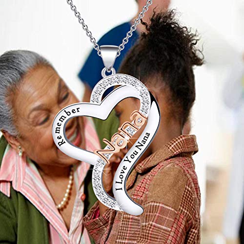Bekech Mother’s Day Gift Grandma Necklace Remember I Love You Granny/Grandma/Mimi/Nana/Nonna Infinity Love Heart Necklace Gift For Grandmother Form Grandchildren (Nana Silver) #TOP6