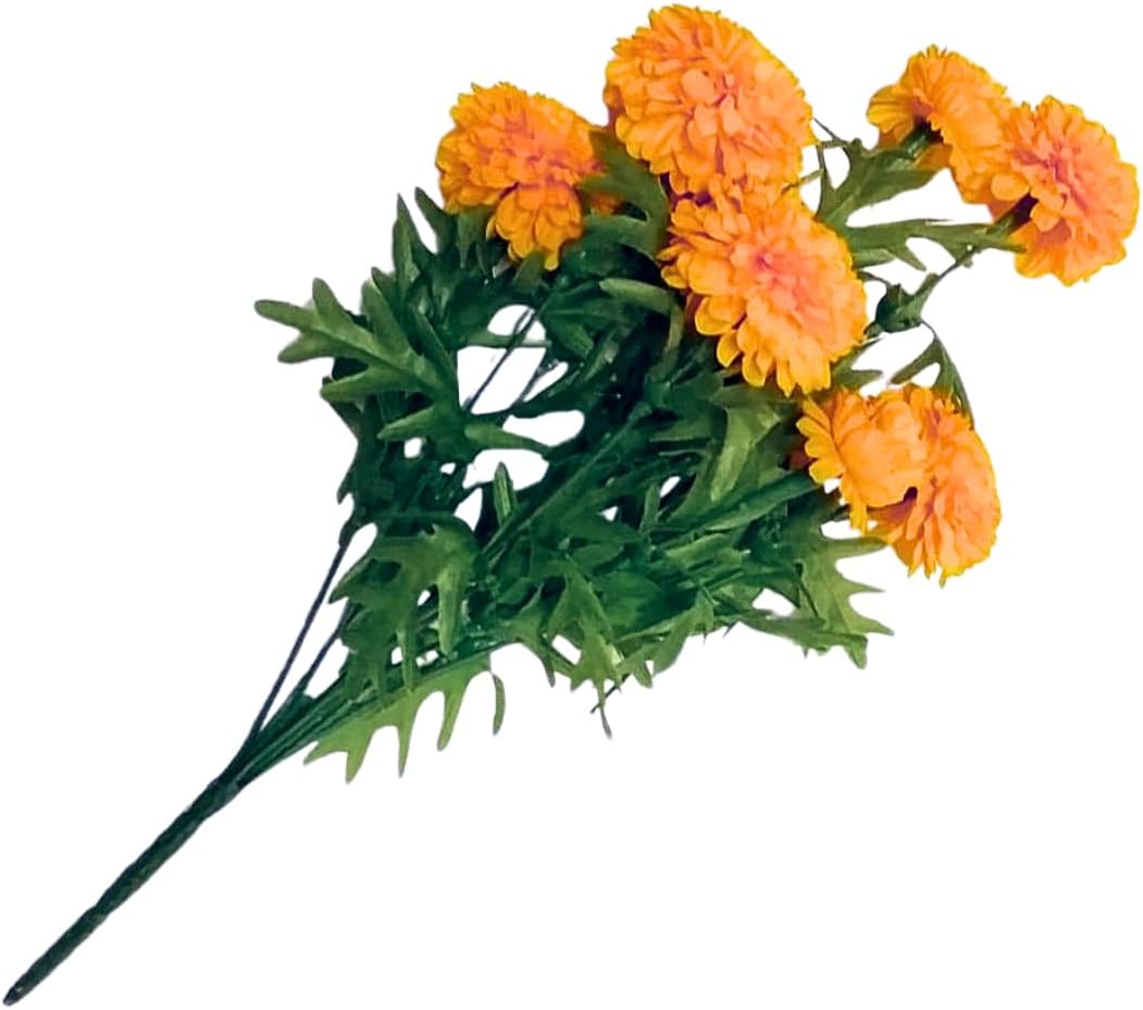 (Pack of 3, Thai Artificial Yellow Marigold Bunch, Artificial Flowers, Marigold Flower, Yellow Flowers, Marigold Yellow, Calendula officinalis