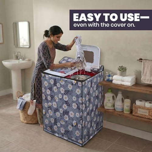 Image of DREAM CARE Waterproof & Dustproof Washing Machine Cover Top Load & Semi Automatic Suitable for 6 kg, 6.2 kg, 6.5 kg (80 x 86 x 51 cms)