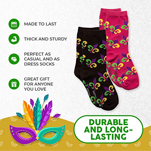 Foozys Womens Crew Socks | Cute Fun Mardis Gras Themed Novelty Socks | 2 Pair #TOP3